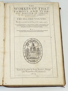 Perkins, William - The Workes of that Famous and Worthy Minister of Christ ....the Second Volume. Newly corrected according to his owner copies...general and part titles (with printer's device), engraved headpieces and d